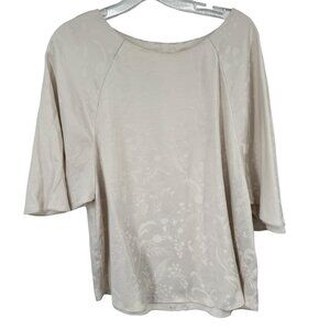 Anna Glover X H&M Floral Print Beige Blouse Size 8 shirt short flutter sleeve